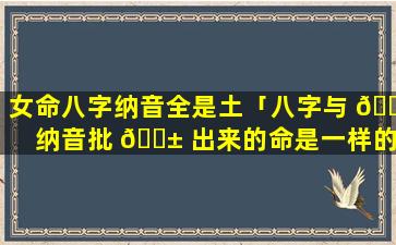 女命八字纳音全是土「八字与 🐬 纳音批 🐱 出来的命是一样的么」